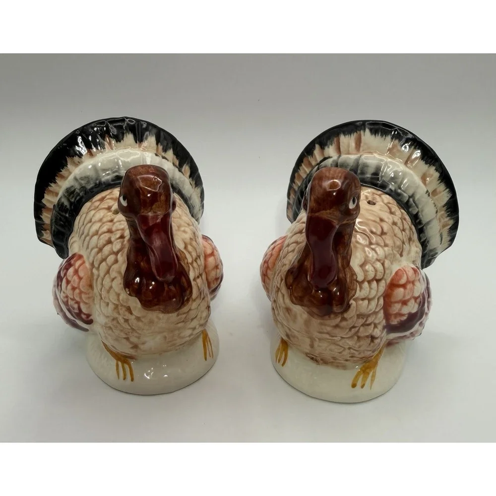 Vintage Turkey Toms Salt & Pepper Shakers Japan Thanksgiving Decor Ceramic Set